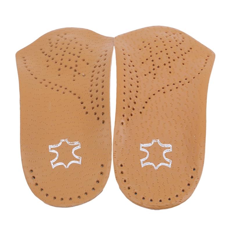 Unisex Leather Orthotics Absorbing Insole Arch Support Pad Flat Foot Orthopedic Half Insole