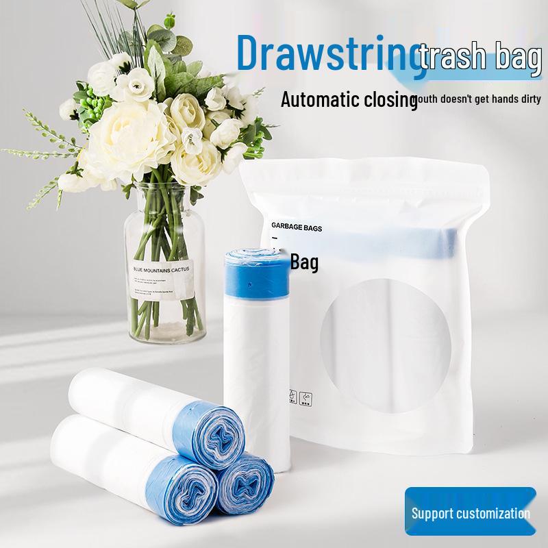 Утолщенные большие мусорные мешки на завязках для кухни и общежития - Одноразовые и портативные с автоматическим закрытием