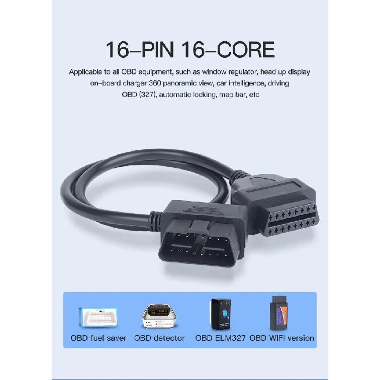 Кабель-переходник Jieyuan OBD16-Pin Папа-Мама, удлинительный кабель OBD2, разъем-адаптер, используется для диагностических инструментов