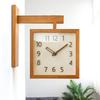 Solid Wood Double-sided Silent Wall Clock Home Decor Hanging Clocks On Both Sides of The Wall At The Corner of The Living Room