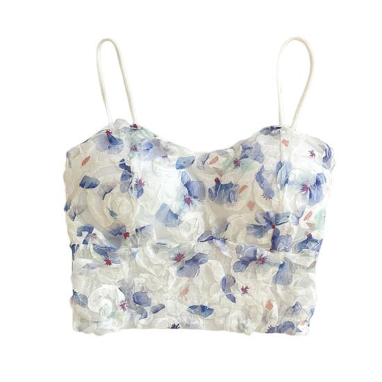 Женский жилет на бретельках, сексуальный топ без рукавов с вышивкой, кружевной спинкой и цветочным узором, топы на бретелях в стиле с подтяжками