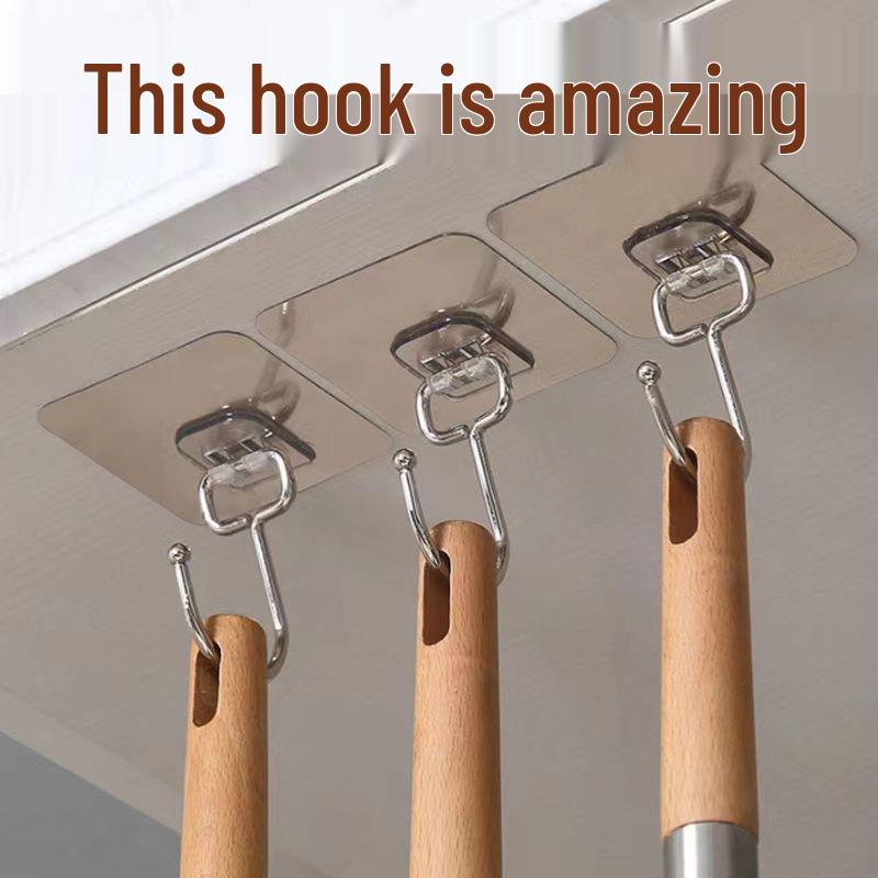 Strong Adhesive No-Drill Hook – Traceless Bathroom/Kitchen Accessory for Heavy Cookware