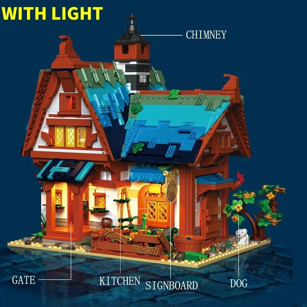 Средневековый замок Архитектура усадьба сцена строительный блок лес хижина город ландшафт модель сборка кирпичи игрушка подарки БЕЗ КОРОБКИ