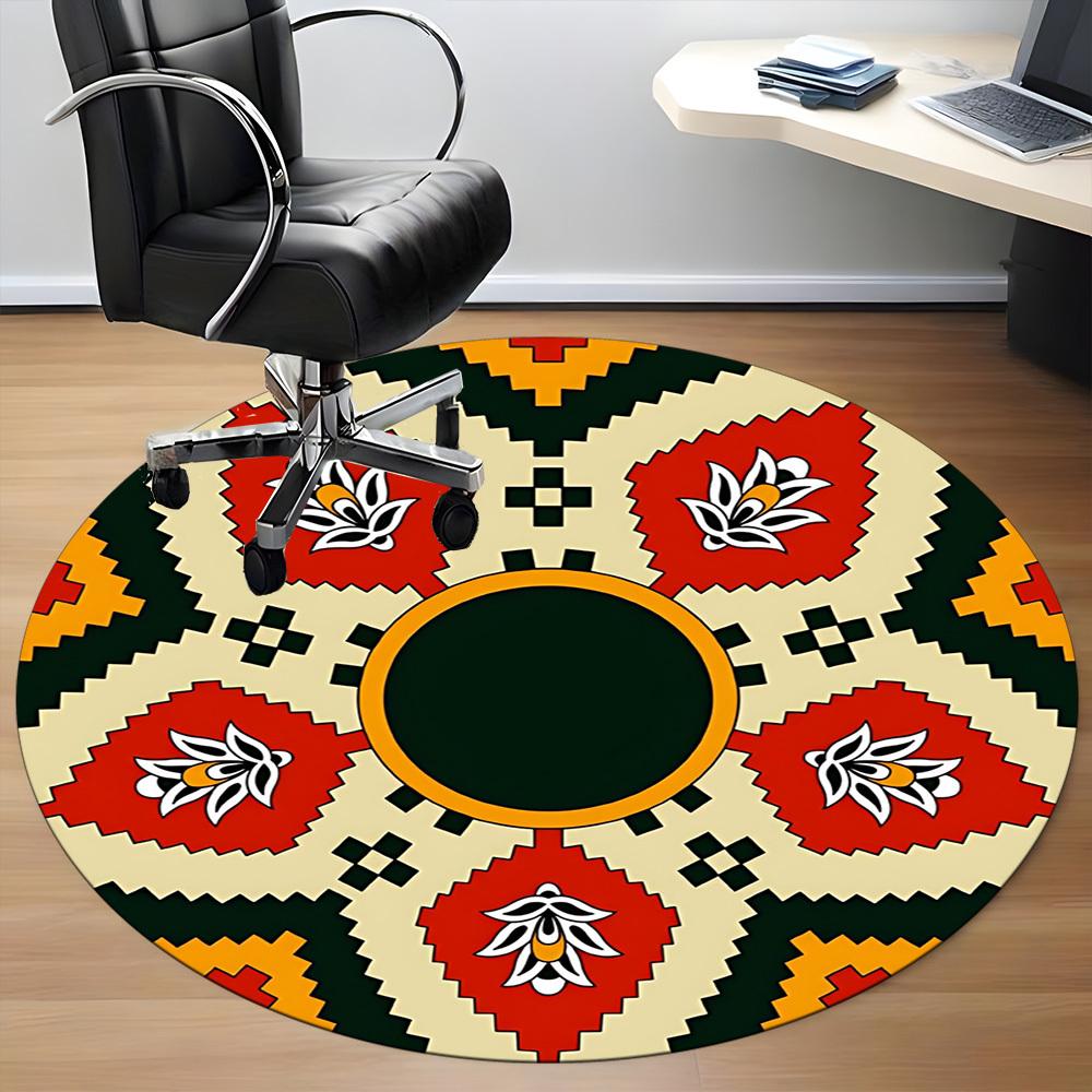 1PC Ethnic Pattern Chair Carpet for Office, Indoor Non-Slip Washable  Carpet, Soft Comfortable Mat For Office Room yy250930122