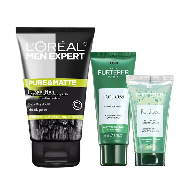 Подарочный набор L'Oreal Men's Очищающее средство для лица с углем для контроля жирности и Шампунь Furterer