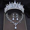 Набор свадебных украшений с короной для женщин, 3 шт., тиары и ожерелье, серьги, принцесса, день рождения, свадебное платье, украшения для невесты, аксессуары