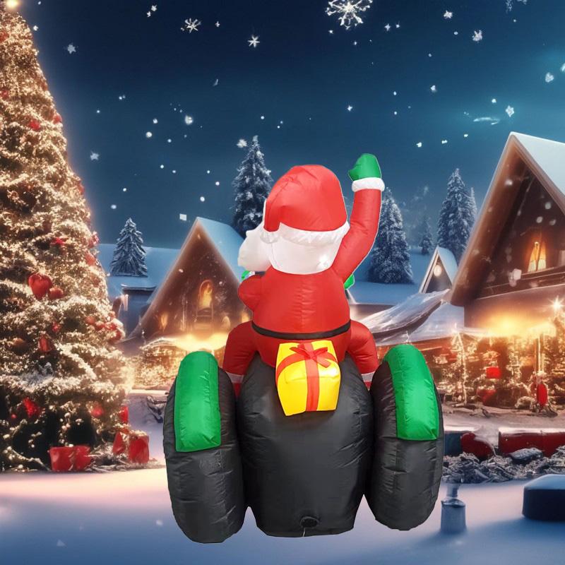1.5M/5FT Santa Drive Tractor Christmas Inflatable Decorations with LEDs Toys Mdodel Xmas Outdoor Ornament New Year Garden Decor