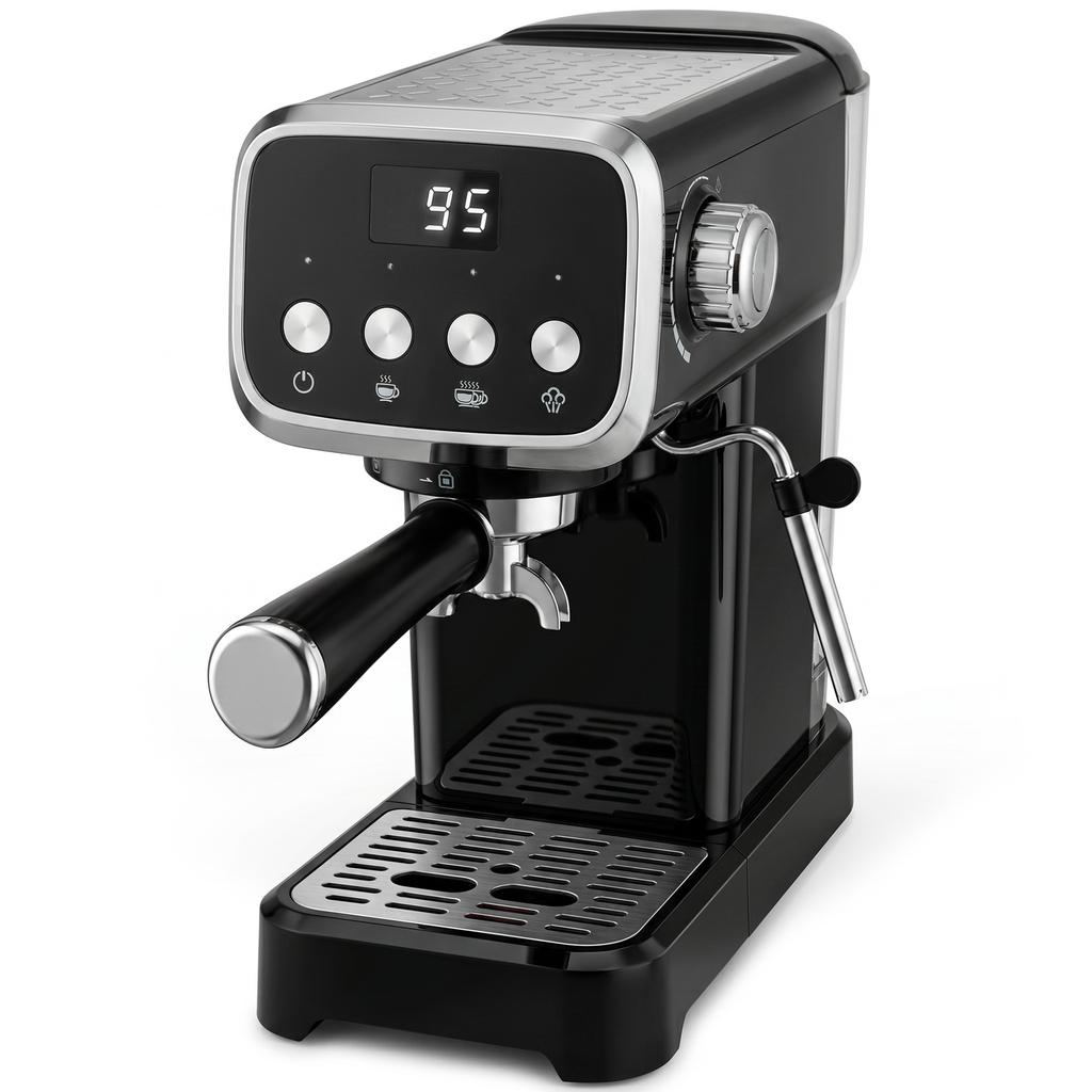 Espresso Machine, 20-Bar Cappuccino Coffee Maker with Frother Wand, 1.2 L Water Tank, Black