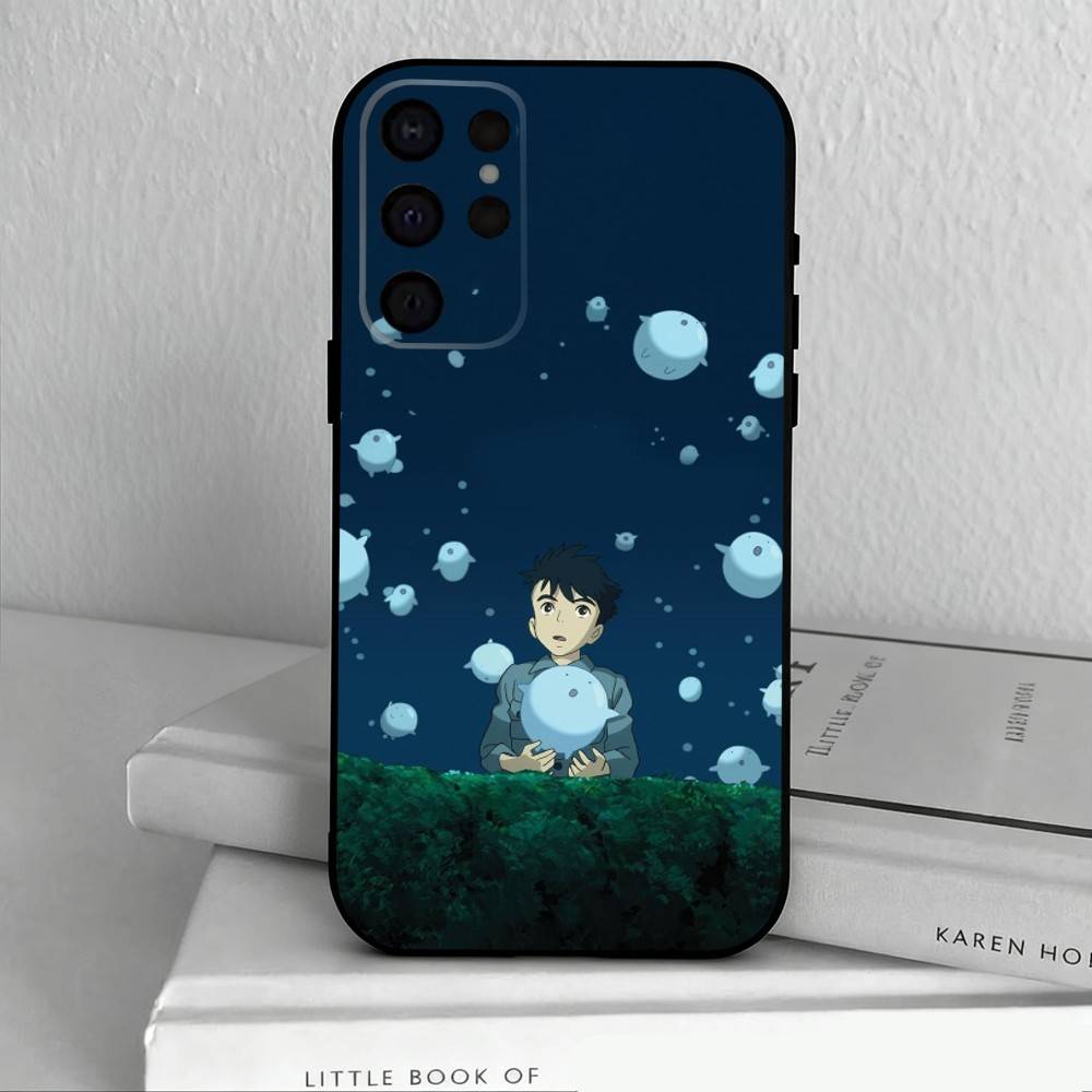Чехол для телефона с аниме «Мальчик и цапля» для Samsung S25,24,23,22,30,21,10,9,Ultra,Plus,Lite,FE,4,5 G Мягкий черный чехол