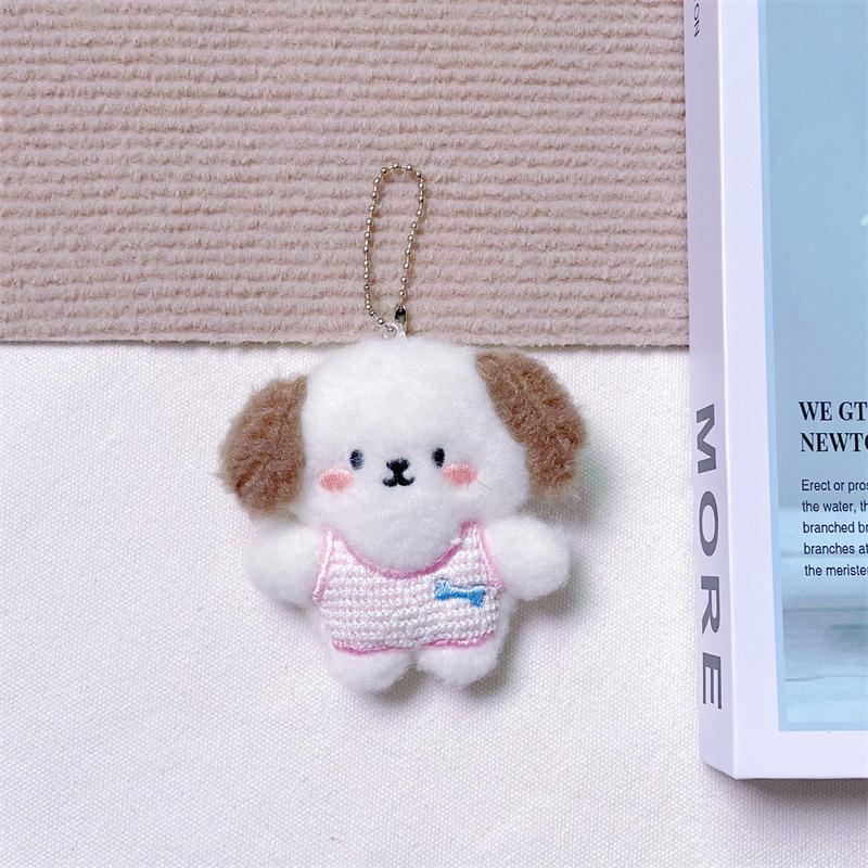 Брелок-подвеска в виде плюшевого мультяшного щенка с пищащим звуком, костью, креативной брошью и аксессуарами для волос