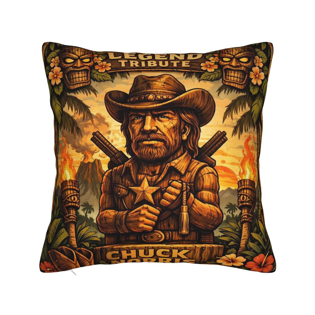 Chuck Norris Western Hero Tropical Print Pillow Case Retro Trendy Pillow Cover Comfy Pillowcases For Sofa Couch Bed Living Room