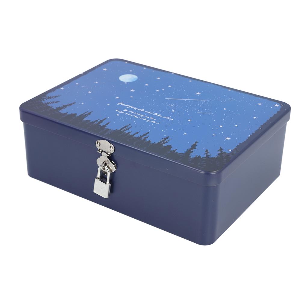 Retro Tinplate Storage Box Large Capacity Multifunctional Portable Vintage Metal Storage Container for Money Gift