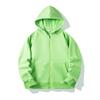 Solid Color Cotton Blends Sweatshirt Zipper Loop Knit Hooded Cardigan Jacket Loose Hoodie Team Uniform Work Advertising Hoodies Coat