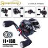 Baitcasting Fishing Reels 11+1BB Dual Brake Systems Low Profile Fishing Reel Sea Bass Fishing Reel