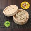 ABHAS® 8-Inch Handcrafted Bamboo Basket Steamer – Set of 2 | Multipurpose Wooden Basket for Momo, Dimsum, Vegetables & Fruits Storage