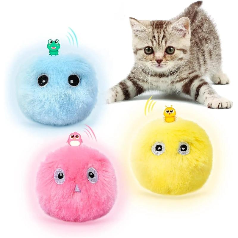 Interactive Ball Smart Toy for Cats Plush Electric Catnip Training Toy Kitten Touch Sounding Pet Product Squeak Toy Ball