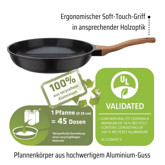 Poêle fonte d'aluminium - GSW - NATURAL FIT - 28 cm - 100 % recyclée sans PFAS - Induction