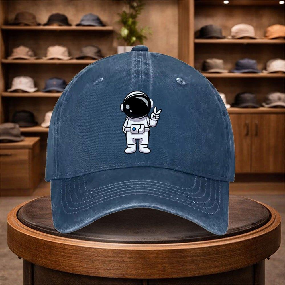 A Stylish Baseball Cap Featuring an Astronaut Print Perfect for Casual Outings This Adjustable Hat Is Suitable for All Seasons