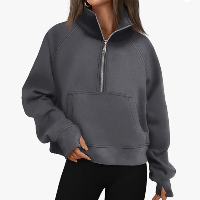 Women's Plus Size Autumn and Winter Loose Jacket Zipper Long Sleeve Sweatshirt