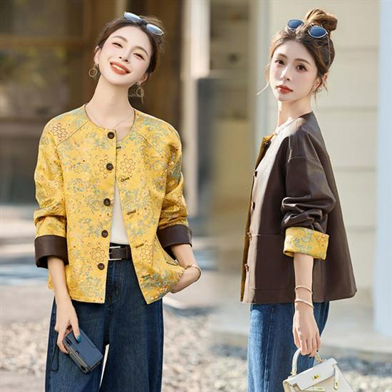 Women's Reversible Leather Jacket - 2025 Spring/Autumn Chinese Style, Short, Casual, Versatile