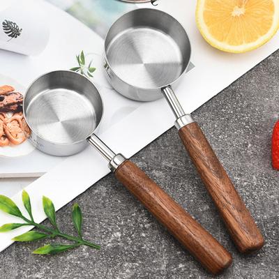 Мерные чашки из нержавеющей стали с ручкой для измерения кофейных зерен Градуированная деревянная ложка