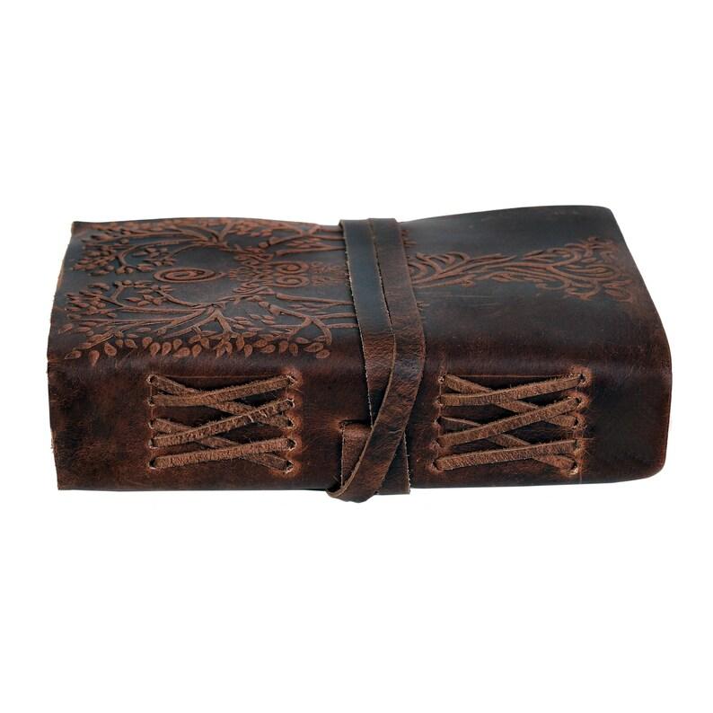 Ручной работы тисненый кожаный журнал 5×7 дюймов – Блокнот с дизайном «Старое дерево» и бумагой с неровным краем, 200 страниц