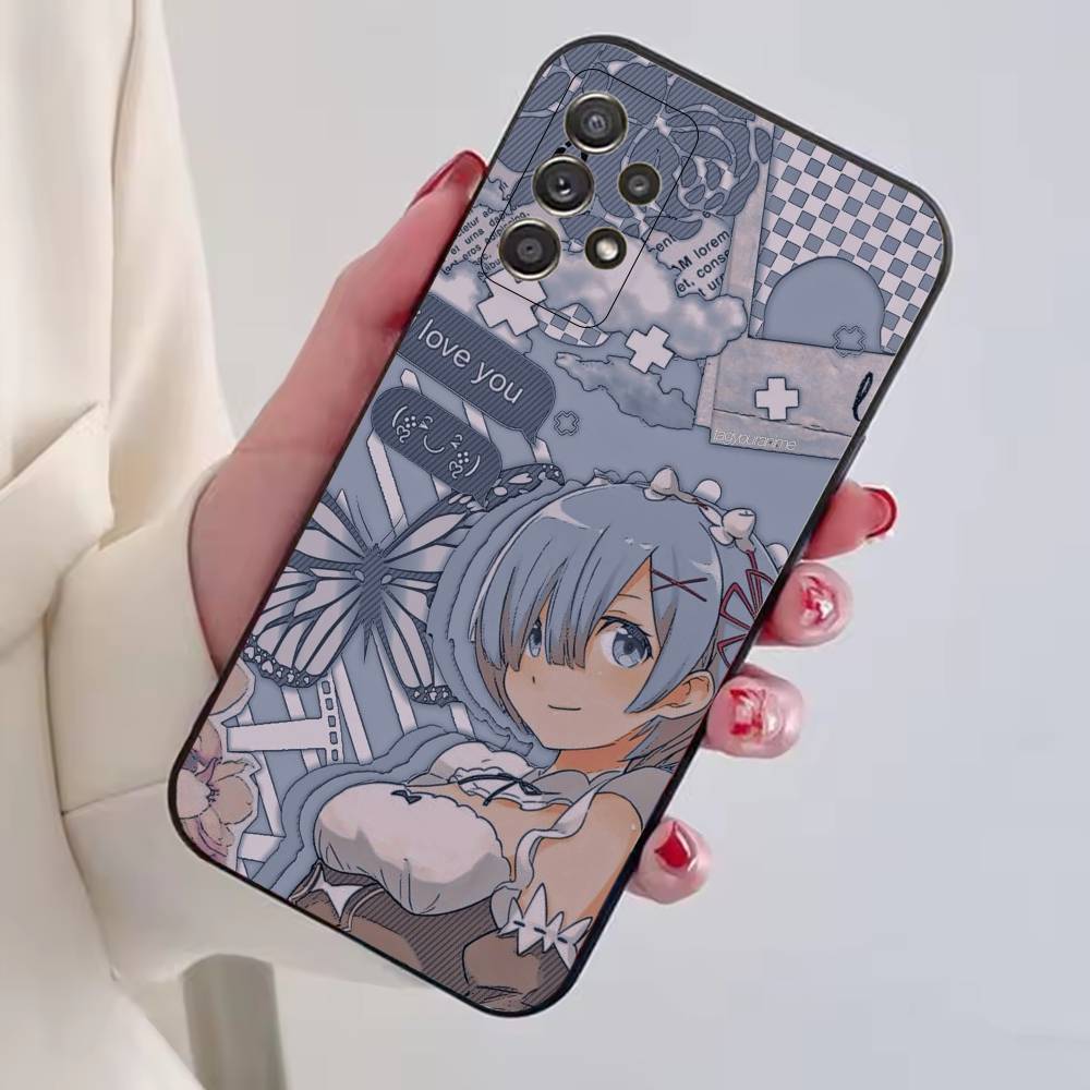 Чехол для телефона Rem Anime Girl Re Zero для Samsung S25, S24, S21, S22, S23, S30, Ultra, S20, Plus, Fe, Lite, Note, 10, Черный чехол
