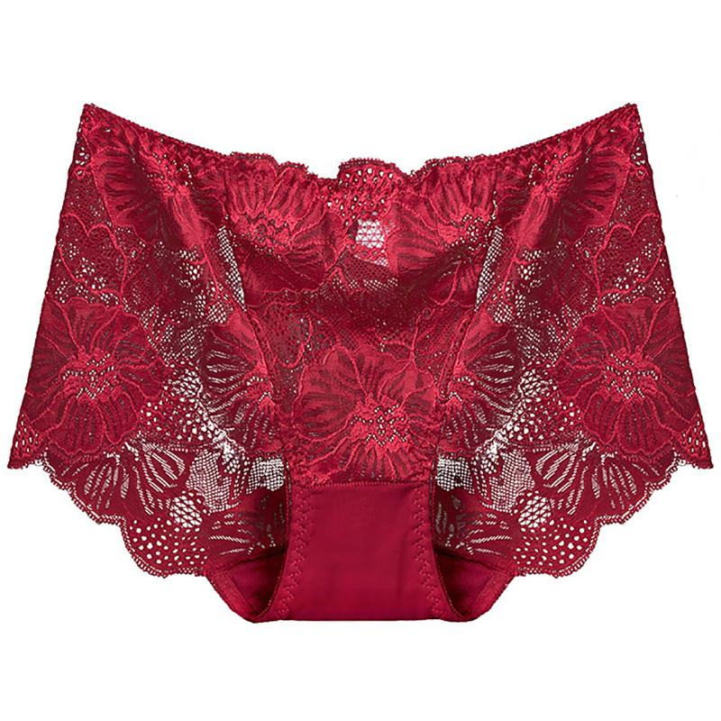 Women Plus Size Lace Panties Sexy High Waist Pants Seamless Butt Lifter Lingerie Female Flowers Mesh Breathable Briefs