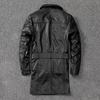 Autumn and Winter New Men's Leather Jacket Mid-length First-layer Cowhide Windbreaker Lapel Leather Jacket for Men