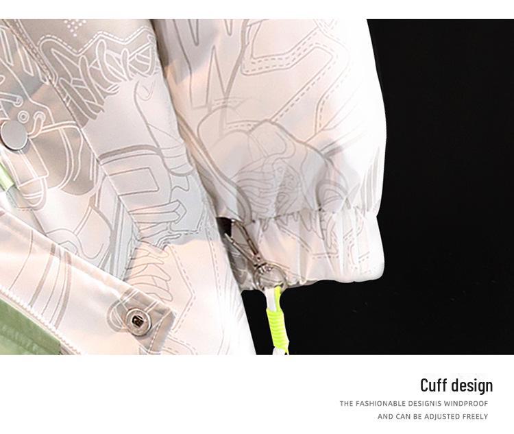 Мужская молодежная двухсторонняя хлопковая зимняя куртка с воротником-стойкой