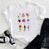 (Asian Size) Tee Top Flower Style Cute Sweet Clothing Casual Short Sleeve Fashion Tshirt Women Print Lady Female Graphic T-shirt