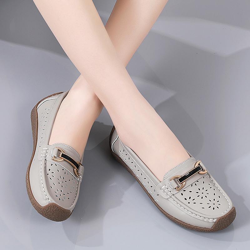 Fashion New Large Size Women's Perforated Shoes Hundred Head Layer Cowhide Leather Shoes Comfortable Sports Casual Women's Shoes
