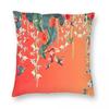 Coral TwoToned Floral With Birds Pillowcase Polyester Linen Velvet Creative Decor Throw Pillow Home Cushion Cover Wholesale