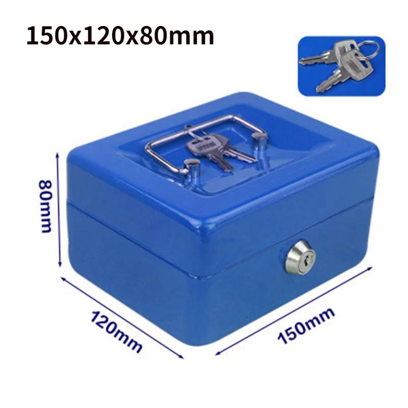 Practical Mini Petty Cash Money Box Stainless Steel Security Lock Lockable Safe Small Fit for House Decoration 3 Size