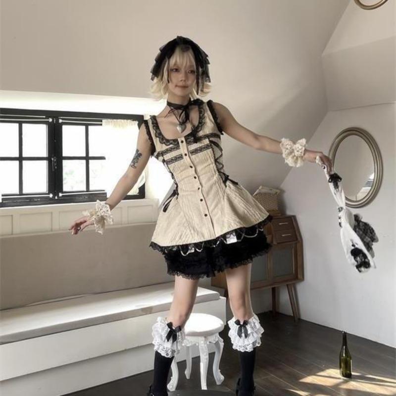 Y2k Лолита кружевные рубашки женские японский стиль винтаж готический эстетика готический бандаж блузка Harajuku Fairycore Chic