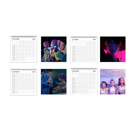 K-pop Охотники на демонов Календарь 2026 Янв. 2026 - Дек. 2026 12-месячный календарь на спирали, настенный календарь для дома и офиса