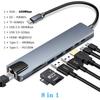 RJ45 100 Мбит/с USB C ХАБ SD/TF Картридер PD Быстрая Зарядка 8-в-1 Адаптер Алюминиевый Корпус 4K HDMI Док-станция для Ноутбука