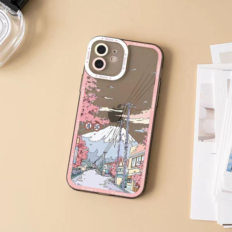 Мультяшный пейзаж Чехол для мобильного телефона Apple 11Plus iPhone11 мультяшный женский прозрачный ins стиль пейзаж по дороге 11pro