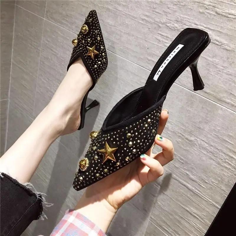 Fashion Black Shoes For Women Job With Bow Sandals Woman Slippers Slides 2024 Luxury 39 Top Designs Casual Premium Low Price Vip