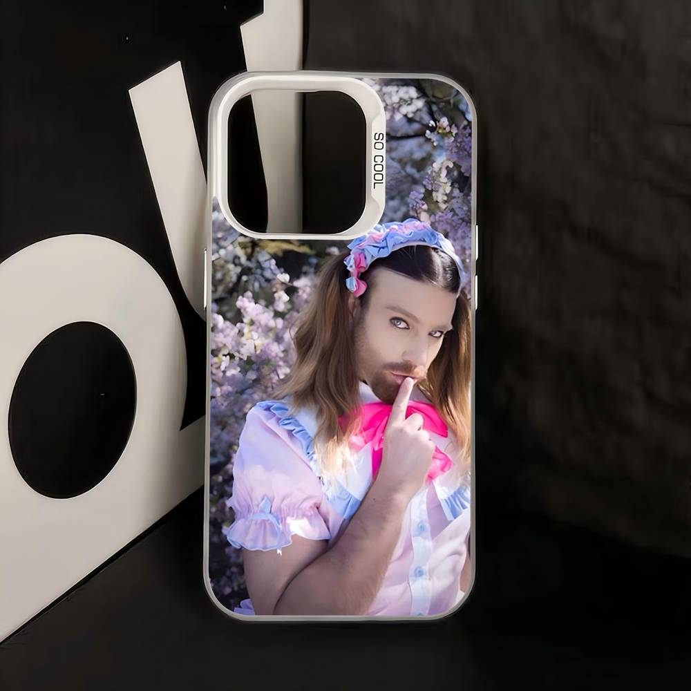 Шуточный Чехол для Телефона с Бородатым Мужчиной и Нарядом Лоли для iPhone 17 16 15 14 13 12 11 XS XR X Pro Max Plus Цветной Посеребренный Чехол