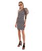 GREEDILOUS Diagonal Line Asymmetrical Puff Sleeve Dress
