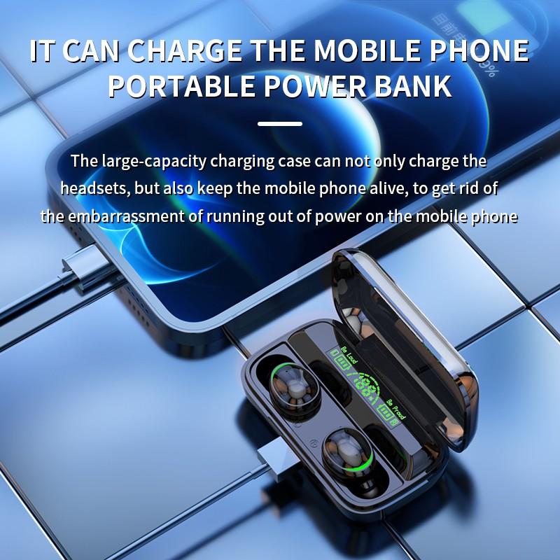 Новые беспроводные наушники Bluetooth V5.3 TWS Беспроводные наушники со светодиодным дисплеем и аккумулятором емкостью 1200 мАч, гарнитура с микрофоном