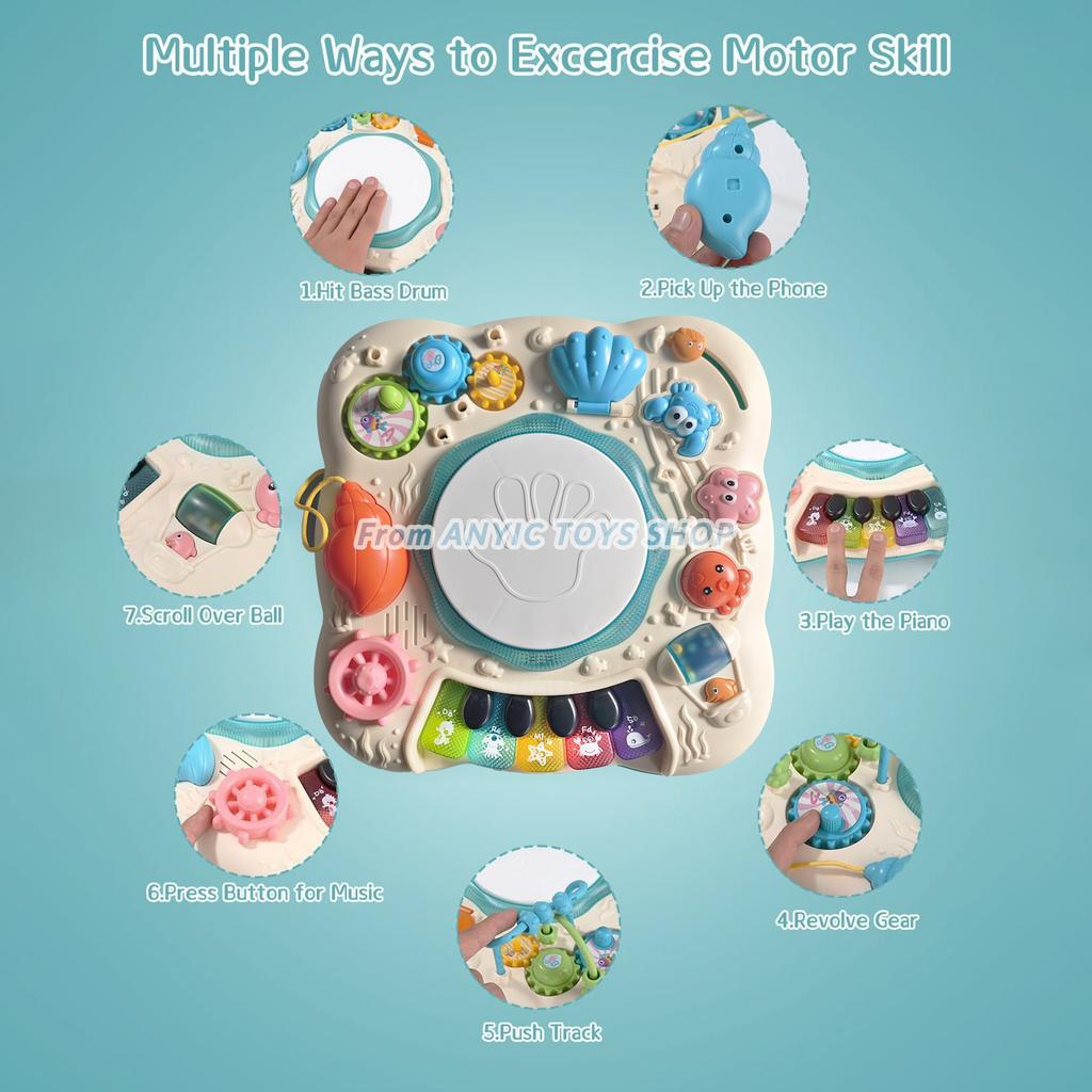 Child Table Activity Baby Musical Instrument Games, Education Music Activity Toy, Multi Functional Learning Table With Accessori