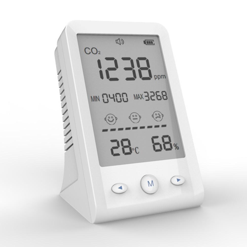 3-в-1 NDIR CO2-метр с сигнализацией, детектор температуры и влажности, перезаряжаемый через USB, монитор качества воздуха, ЖК-дисплей, газоанализатор