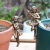 Imitation Copper Flower Fairy Figurine Set Fairy Hanging Ornaments For Office Outdoor Plant Decor