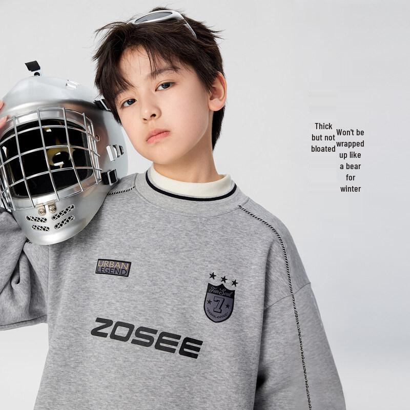 ZUOXI Boys' Fleece-Lined Thermal Pullover Sweatshirt