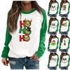 Женская мода, повседневный рождественский принт, пуловер с длинным рукавом и круглым вырезом, свитер, топ