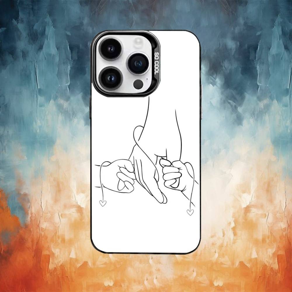 Чехол для телефона Мама Дочь Сын Отец Руки Для iPhone17,16,15,14,13,12,11 Plus,Pro Max Черный Конфетный Матовый Ударопрочный Чехол