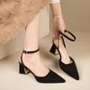 Fashion Summer New Pointed Fashion One Line Buckle Style Shallow Mouth Sandals Women's Comfortable Banquet Shoes High Heel Pumps