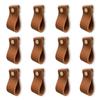 12pcs Genuine Leather Drawer Pulls Sturdy Heavy Duty Leather Handles